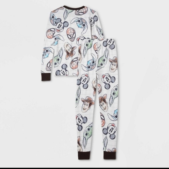 Women's Disney 100 Character Mash Up 2pc Pajama Set - White sXL - Picture 5 of 5